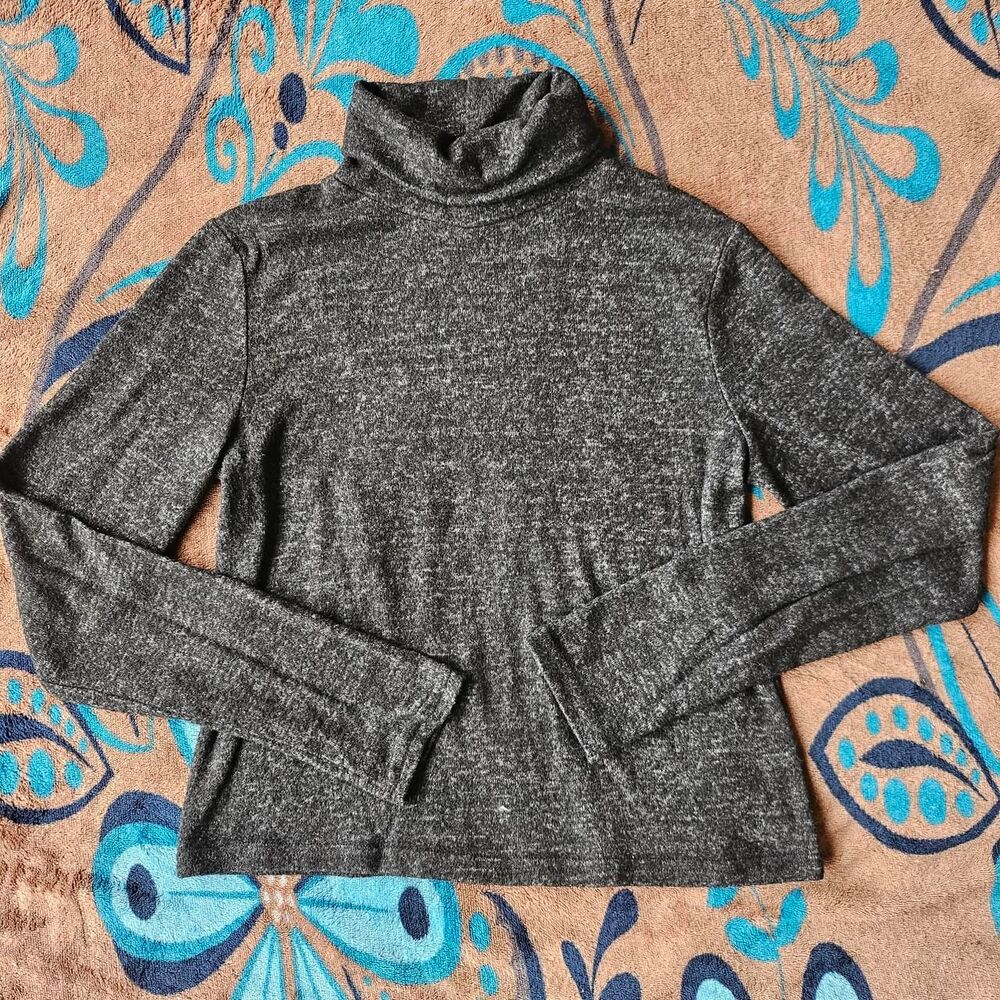 Zara grey black turtleneck top medium